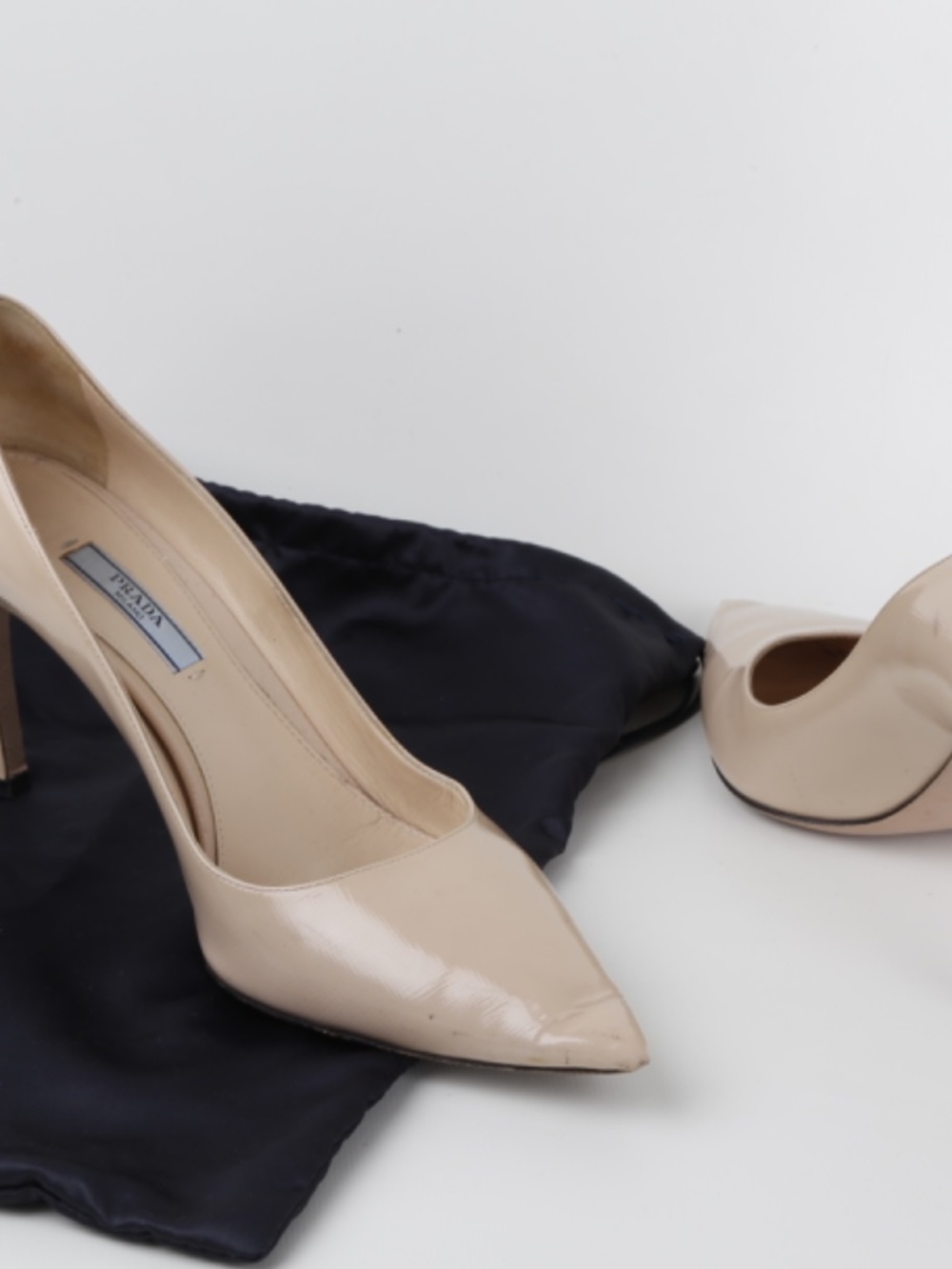 Prada Nude Beige Patent Leather Pointed Toe Pumps Heels Size 39.5 - Picture 11 of 16